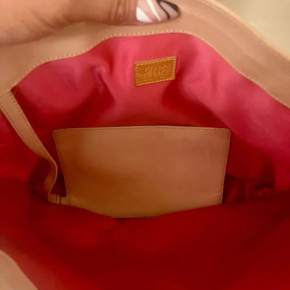 Versace Pink and Tan Tote Bag with Medusa Logo - Picture 8 of 12
